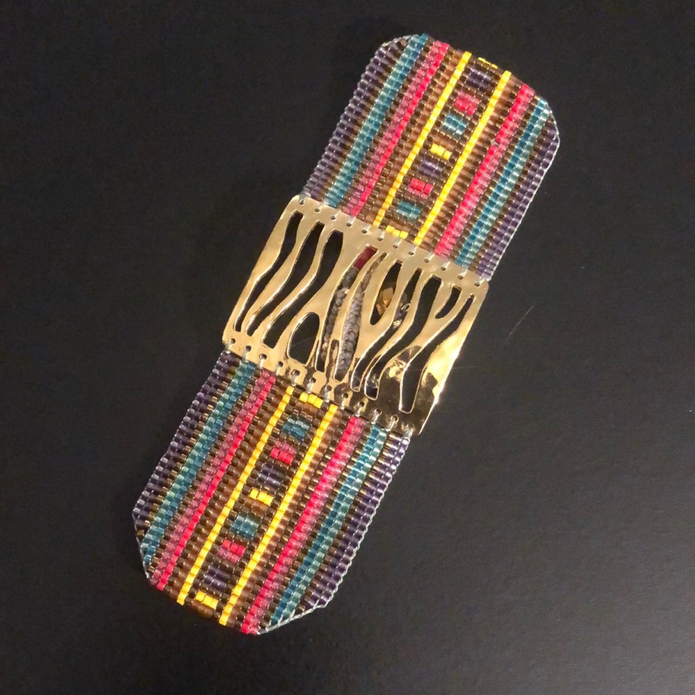 Multicolor Woven Bracelet with Gold Accent